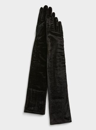 Simons Womens Long velvet gloves