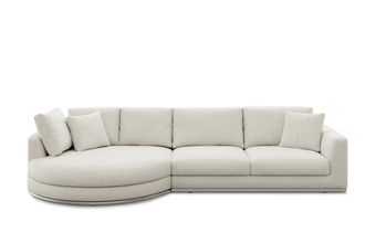 Castlery Hamilton Round Chaise Sectional Sofa Left Facing Customized, Performance Classic Twill Cream, Spill Resistant, Removable Covers for Sofas, Castlery