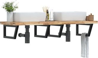 vidaXL Estante De Lavabo De Pared Acero Y Madera Maciza De Acacia Vidaxl