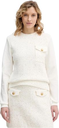 Karl Lagerfeld Boucl&eacute; Sweatshirt - Dames - Ronde hals truien - Beige - L - Leer - Truien & Vesten