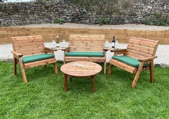Charles Taylor Trading Large Four Seat Multi Set With Round Coffee Table in Brown