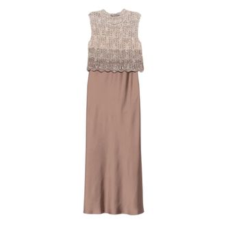 D.exterior Party Dresses, female, Brown, Size: M Embellished-Detail Maxi Dress