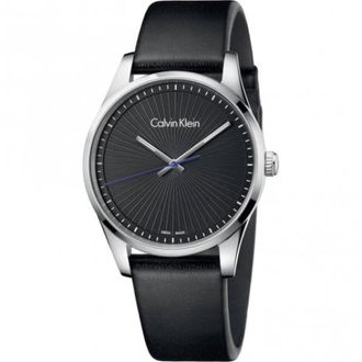 Calvin Klein Elegante Quartz Horloge met Zwarte Wijzerplaat en Leren Band - Dames - Horloges - Zwart - ONE Size - Leer - Accessoires