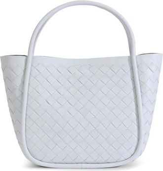 FURNIQ Portland Woven Leather Top Handle Bag in White at Nordstrom