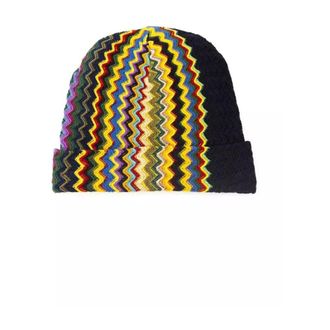 Missoni Accessories, male, Multicolor, ONE SIZE, Geometric Wool Beanie Hat Multicolor