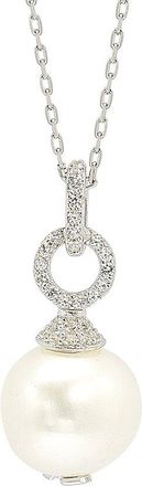 Suzy Levian Silver 0.37 Ct. Tw. Sapphire & 10Mm Pearl Necklace