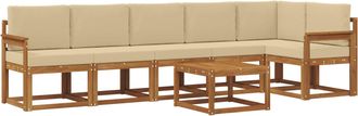 vidaXL Conjunto De Sof&aacute;s De Exterior 7 Uds. Natural Y Beige Vidaxl