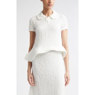 Melitta Baumeister Wavy Foam Hem Polo in White at Nordstrom, Size X-Small