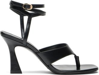 Stuart Weitzman Vinnie Wrap Thong 85 - Dames - Sandalen met hakken - Zwart - 37 1/2 EU - Leer - Schoenen