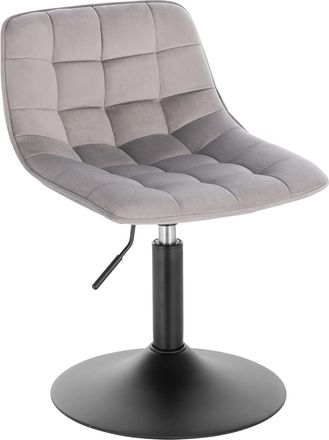 Woltu Taburete Con Respaldo Terciopelo Taburetes Cocina Regulable En Altura Taburete Giratorio Peluquer&iacute;a Sillas Bar Taburete De Escritorio Gris Claro 38-49