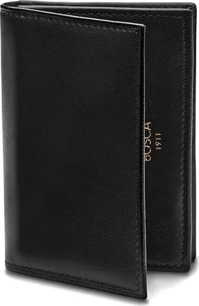 Bosca Old Leather Collection - Gusseted Card Case Mens Wallet Black Leather