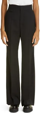 AMBUSH High Waist Flare Leg Wool Pants in Black at Nordstrom, Size 0 Us