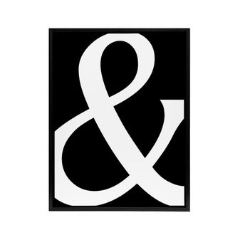 Artery8 And Ampersand Symbol Black White Minimal Design Framed Canvas Art | Size: W24 x H32