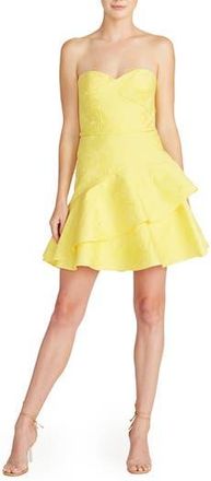 Monique Lhuillier Jacquard Strapless Minidress in Daffodil at Nordstrom Rack, Size 14