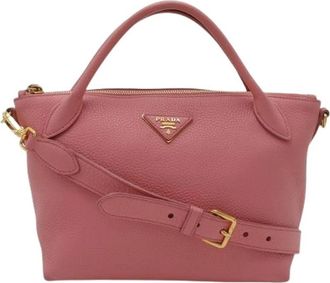 Prada Pre-owned Handbags, female, Pink, Size: ONE SIZE Pre-owned Vit.daino Leather 2way Shoulder Bag