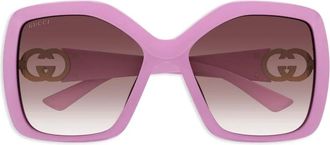 Gucci Interlocking G zonnebril met plakkaat - Roze