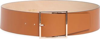 Max Mara Square Buckle Leather Belt in Tobacco at Nordstrom, Size Medium