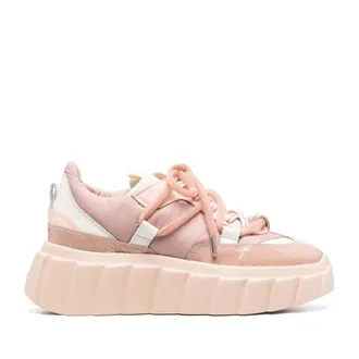 AGL Pink Blondie Synthetic Textured Panel Wedge Sneakers