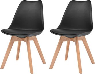 vidaXL Sillas De Comedor 2 Unidades Pl&aacute;stico Negro Vidaxl