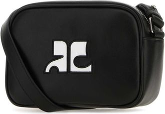 Courr&egrave;ges Womens Camera Shoulder Bag Black Leather