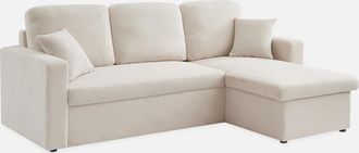 Sweeek Sweeek - Sof&aacute; Cama Esquinero Reversible De 3 Plazas En Borreguito, Ida Borreguito, Blanco, 219x81x68 Cm