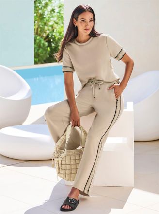 Heine Sweatshirt HEINE, Damen, Gr. 34, sand, 50% Modal, 44% Polyester, 6% Elasthan, gemustert, mehrfarbig, unifarben, Rundhals, Sweatshirts Sweatshirt