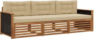 vidaXL Conjunto De Sof&aacute;s De Exterior 3 Uds. Natural Y Beige Poli&eacute;ster Vidaxl