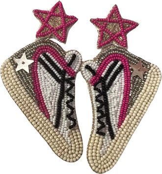 White Label Womens Gg Beaded Sneaker Earrings In Pink/ Cream