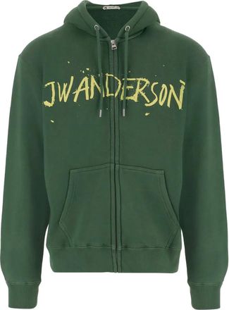 J.W.Anderson Hoodie met logo en rits - Groen