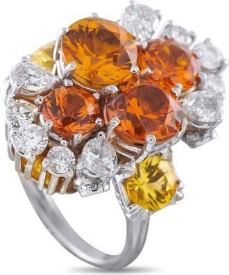 Luxury Bazaar Platinum and 18K White Gold 1.10ct Diamond and Sapphire Ring MF05-062926