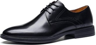 Generic Oxford Dress Shoes for Men Lace Up Round Burnished Toe Derby Shoes Leather Low Top Anti-Slip Non Slip Block Heel Slip Resistant Classic(Black,6.5 UK)