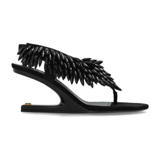 Balmain Wedges, female, Black, Size: 7 US Wedge Sandals With Appliqu&eacute;s
