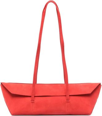 CHRISTOPHER ESBER Rode Su&egrave;de Tas met Flap en Handvat - Dames - Schoudertassen - Rood - ONE Size - Su&egrave;de - Tassen