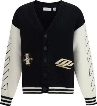 Off-white Black Cotton Mens Cardigan