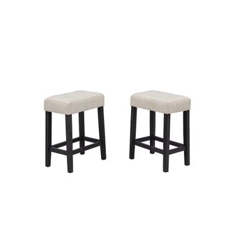 Best Master Furniture Caden Upholstered Counter Height Stools, Beige/Black Charcoal