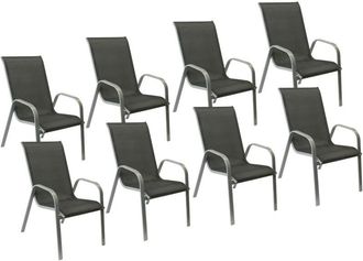 Happy Garden Lote De 8 Sillas Marbella En Textileno Gris Aluminio Gris