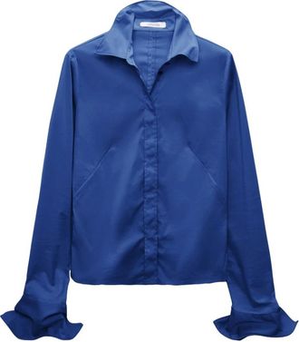 Dorothee Schumacher Poplin Love Blouse - Dames - Overhemden - Blauw - XL - Katoen - Overhemden