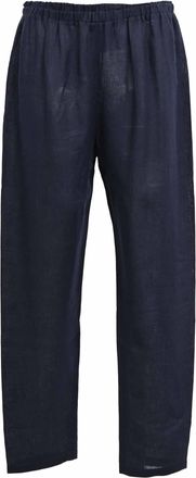 Mansur Gavriel Drawstring Straight Leg Pants in Navy Blue Linen