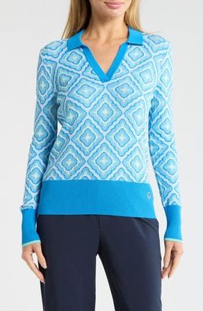 Original Penguin Johnny Collar Lattice Jacquard Polo Sweater in French Blue at Nordstrom Rack, Size X-Small