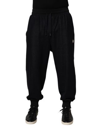 Dolce & Gabbana Mens Cotton-Blend Drawstring Joggers Black