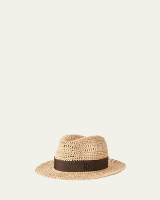 Maison Michel Elias Crochet Raffia Fedora Hat