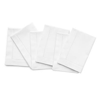 Solino Home Cotton Linen Hemstitch Dinner Napkins Set of 6, 20 x 20 Inch for Dining Table, Holiday and Everyday Table Decor in White at Nordstrom