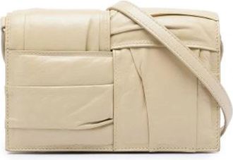 Bottega Veneta Pre-owned Woven Leather Crossbody - Dames - Vintage Schoudertas - Beige - ONE Size - Leer - Vintage