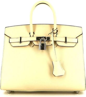 Herm&egrave;s pre-owned Birkin 25 handbag - women - Calf Leather - One Size - Neutrals