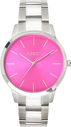 Kazar Zilveren horloge met roze wijzerplaat - Dames - Horloges - Roze - ONE Size - Accessoires