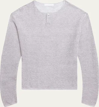 Helmut Lang Mens Waffle-Knit Henley T-Shirt