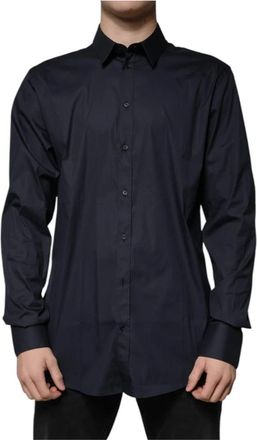 Dolce & Gabbana Zwart Formeel Gouden Overhemd - Heren - Casual Overhemden - Zwart - S - Katoen - Overhemden