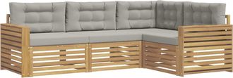 vidaXL Conjunto De Sof&aacute;s De Exterior 4 Uds. Blanco Y Gris Claro Vidaxl