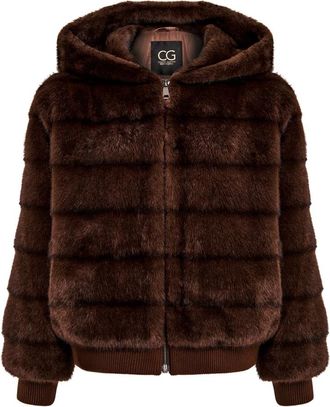 Cesare Gaspari Jas met capuchon van imitatiebont - Dames - Winterjassen - Bruin - XL - Jassen