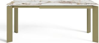 Sia Home Mesa de comedor extensible 6-8 personas Pandora y patas doradas 140 cm